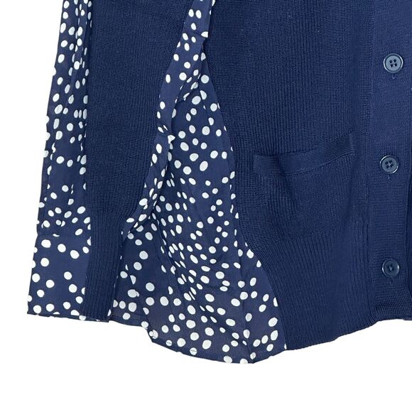 Sandrine Rose Polka Dot Oversized Mixed Media L/S Button Up Cardigan Women S NWT - Picture 6 of 9